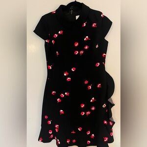 kate spade Black knee length Dress with Red & White Floral Print